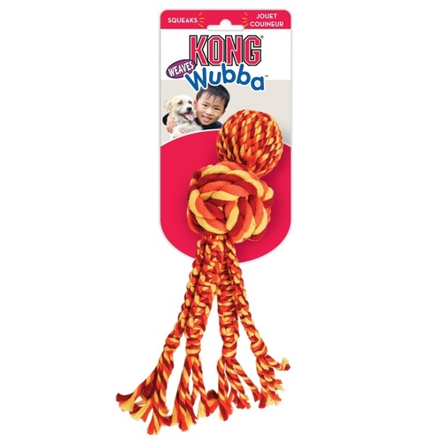 KONG Wubba Weaves Tug Rope Toy for Dogs in Assorted Colours - Small