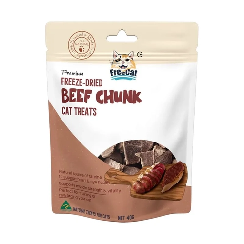FREECAT FREEZE DRIED BEEF CHUNK CAT TREATS 40G