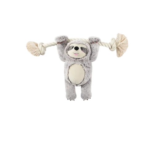 Fringe Studio Girlie Sloth On A Rope Plush Dog Toy 