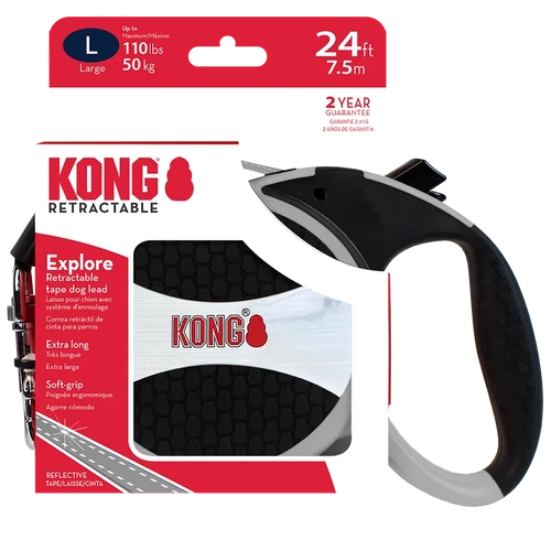 Kong Explore Retractable Leash Grey Large 
