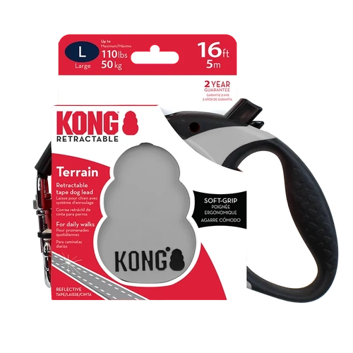 Kong Terrain Retractable Leash Grey Large 