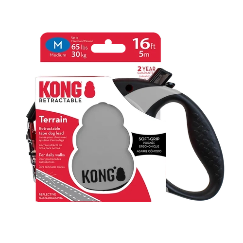 Kong Terrain Retractable Leash Grey Medium 