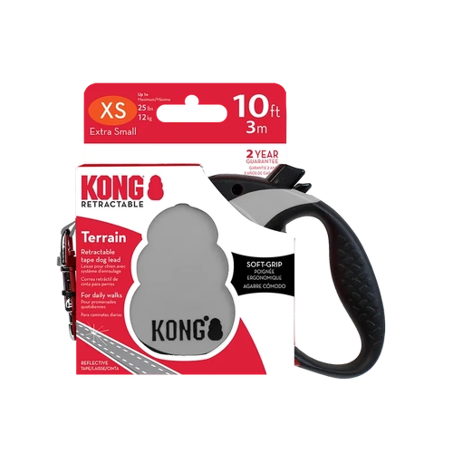 Kong Terrain Retractable Leash Grey Extra Small 