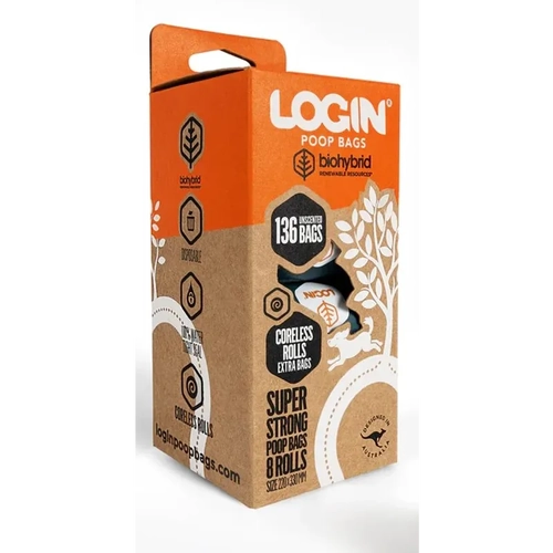 Login Biohybrid Poo Bag 8 Rolls (136 Bags) 