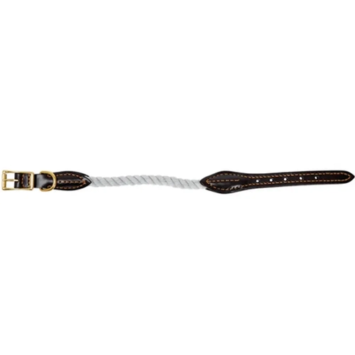 Mog & Bone Leather & Brass Rope Collar Grey Small 