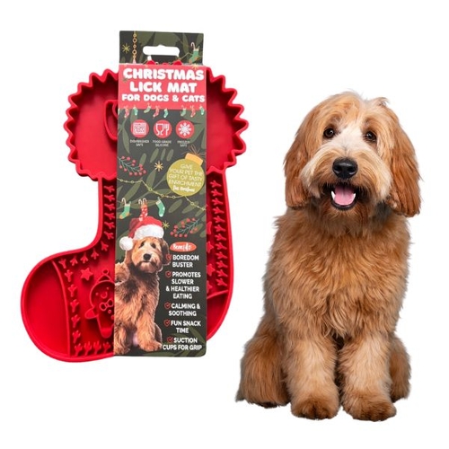 Pet Botanica Christmas Stocking Lick Mat Red