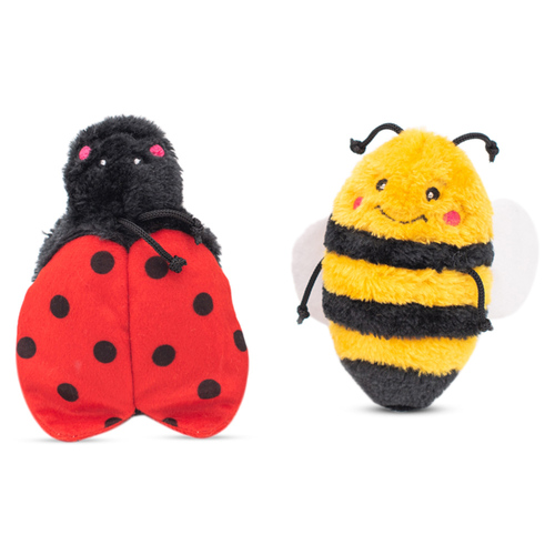 Zippy Paws Crinkle Bee and Ladybug Crinkle Squeaker Dog Toys Duo Pack