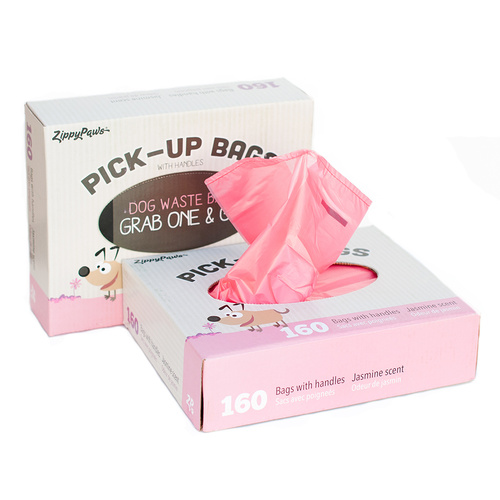 Zippy Paws Unscented Dog Poop Bags Pink - Box of 160 Bags