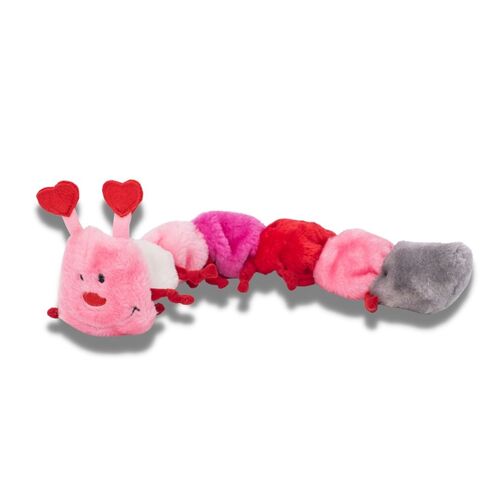 Zippy Paws Valentine's Caterpillar Low Stuffing Squeaker Dog Toy - Large