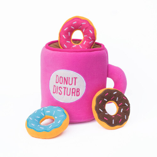 Zippy Paws Burrow Interactive Dog Toy - Coffee and Donutz with 3 Squeaky Donuts