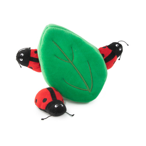 Zippy Paws Interactive Burrow Dog Toy - 3 Ladybugs in a Leaf