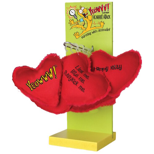 Yeowww! Catnip Cat Toys - Display Stand with 12 toys Hearrrt Attack (assorted)
