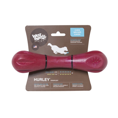 West Paw Hurley Fetch Toy for Tough Dogs - Ruby Red