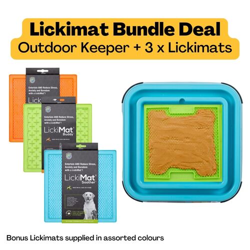 Lickimat Outdoor Keeper Bundle with 3 Original Lickimat Slow Dog Feeders